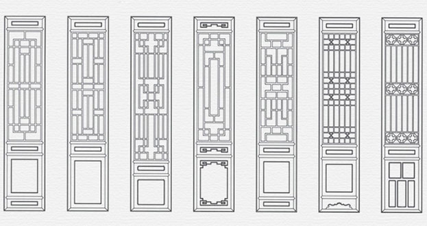 市北常用中式仿古花窗图案隔断设计图